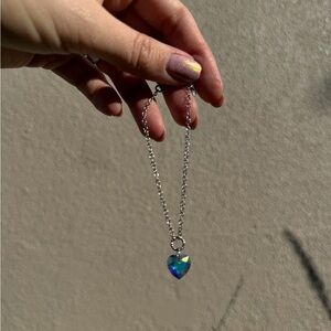 Silver Stamped Italian Dyameda Chain swarvaorski heart